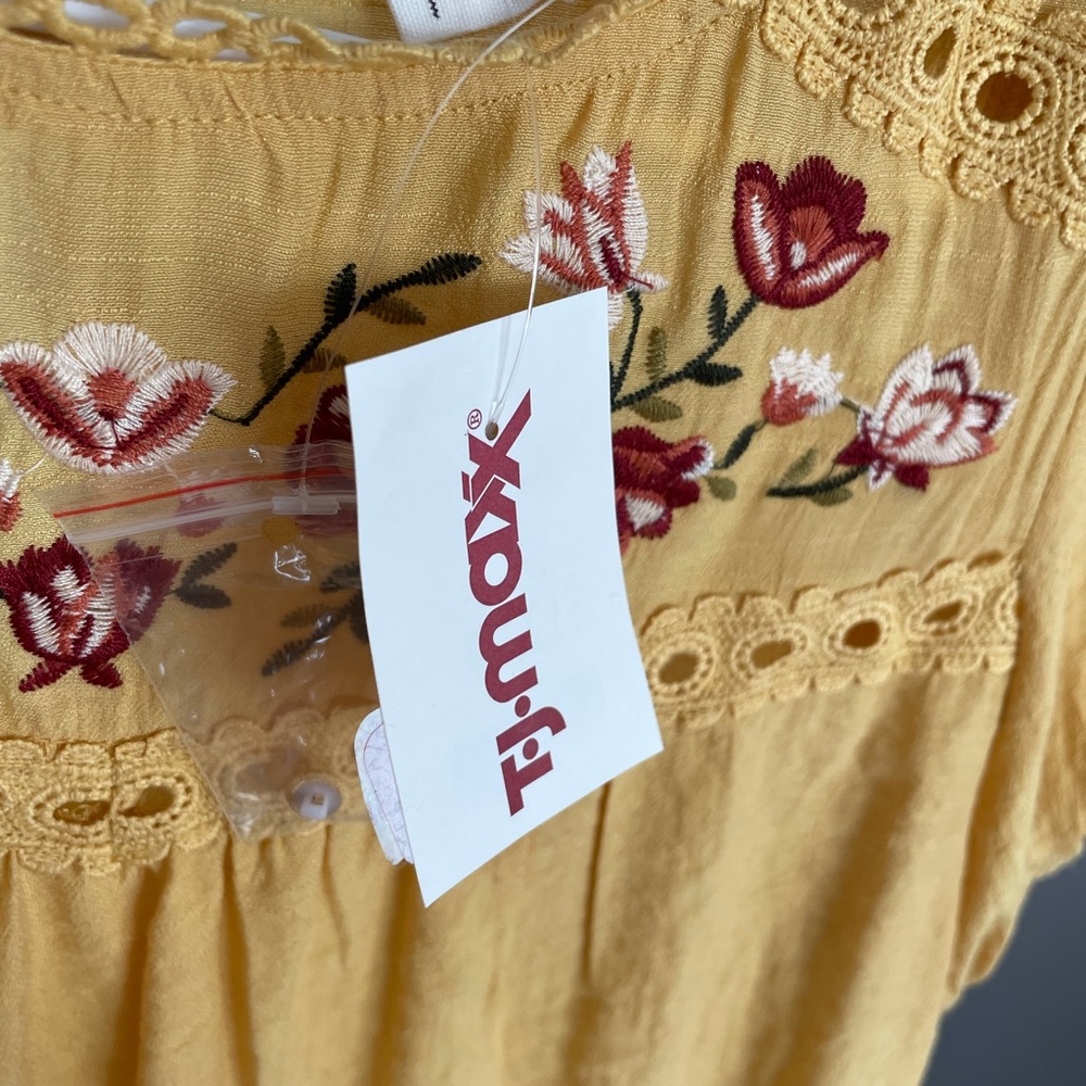 Yellow embroidered top